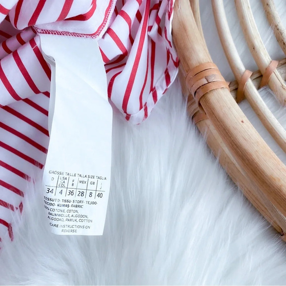 Emme Marella Stripe Off The Shoulder Top Red White 3/4 Button Sleeves Striped 40 - Picture 7 of 12